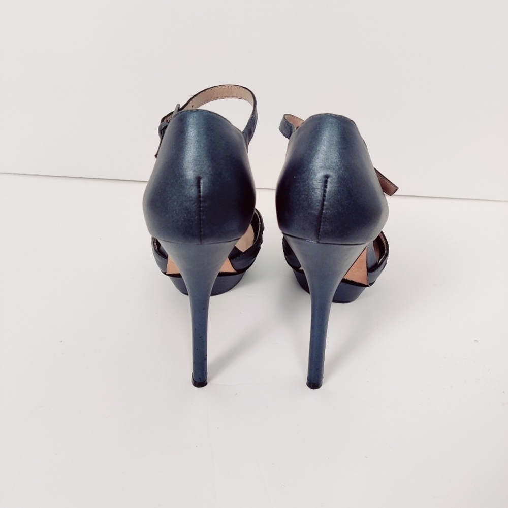 DKNY Women's Vintage Inspired High Heels Size 8.5 Dark Blue Feminine NEW - Picture 7 of 10